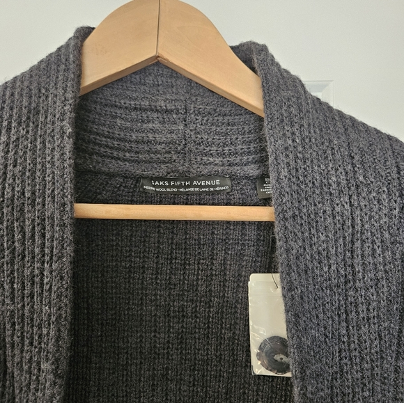 Saks Fifth Avenue Shawl collar cardigan sweater. Merino Wool. Size L. - Picture 5 of 12